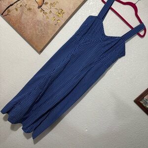 Madewell Sweetheart Sleeveless Midi Dress Women's Size 16 Blue Stripe
